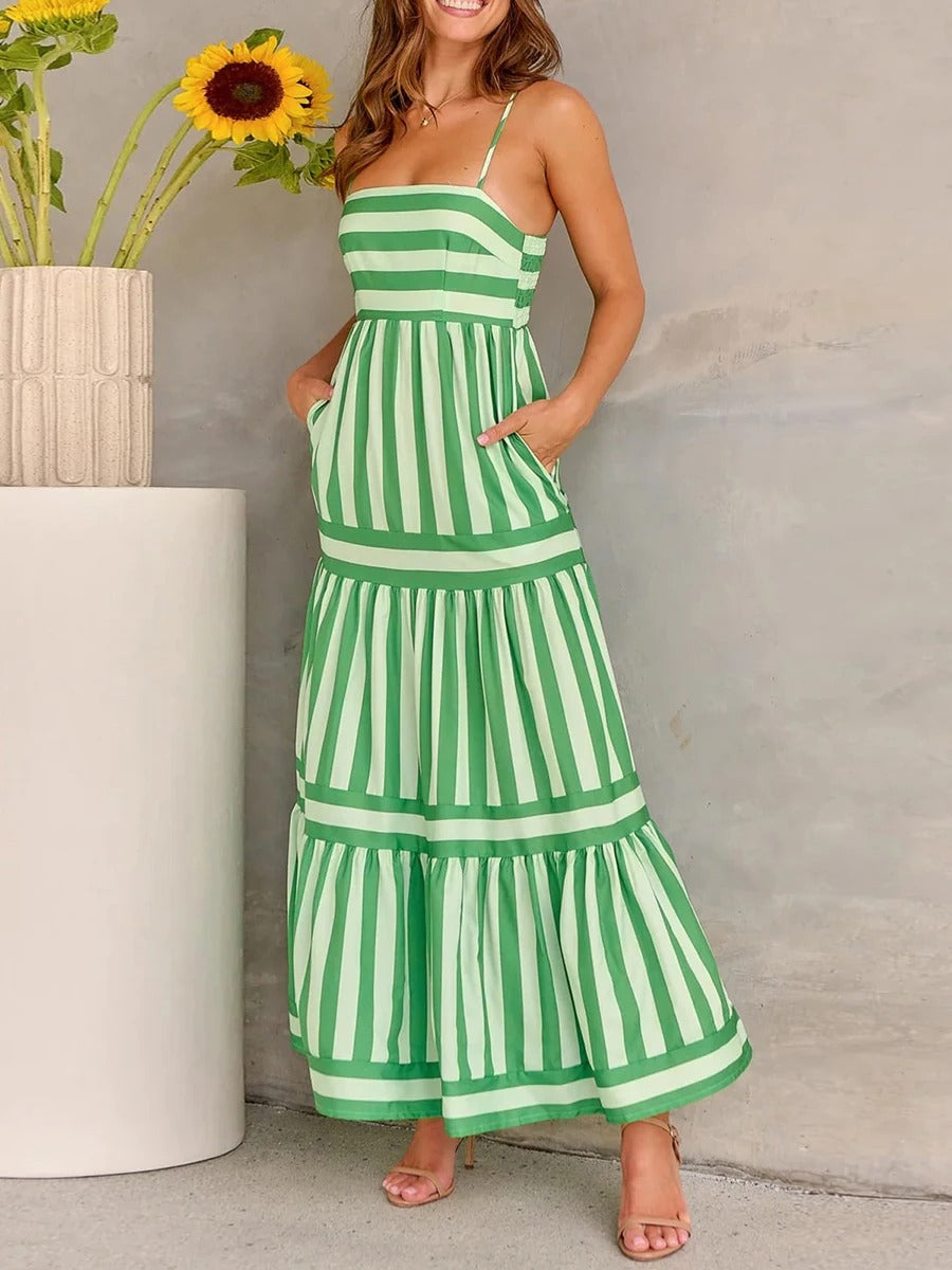 Chloe™｜Block Stripe Maxi Dress