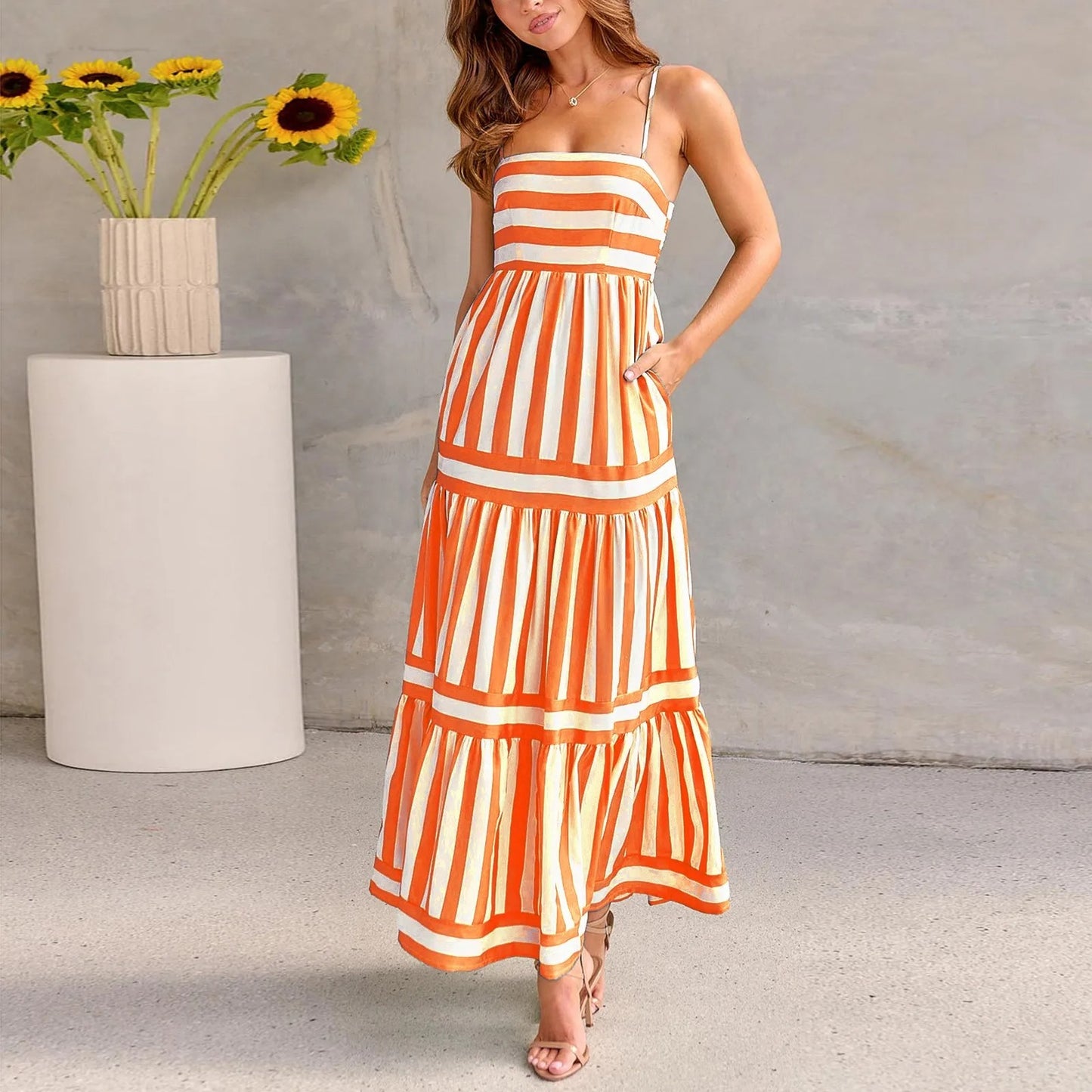 Chloe™｜Block Stripe Maxi Dress